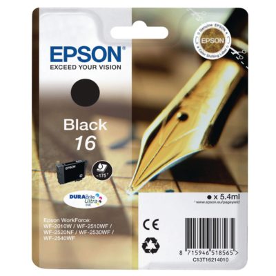 Epson Pen 16 DURABrite Ultra Ink, Ink Cartridge, Black Single Pack, C13T16214010 Epson Pen 16 DURABrite Ultra Ink, Ink Cartridge, Black Single Pack, C13T16214010